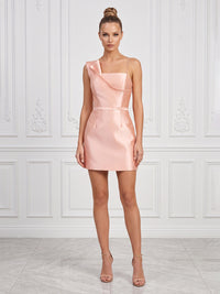 Satin Bodycon One Shoulder Short Cocktail Dresses with Beaded