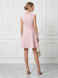 Satin A-Line/Princess Scoop Neck Short Cocktail Dresses with Rhinestones