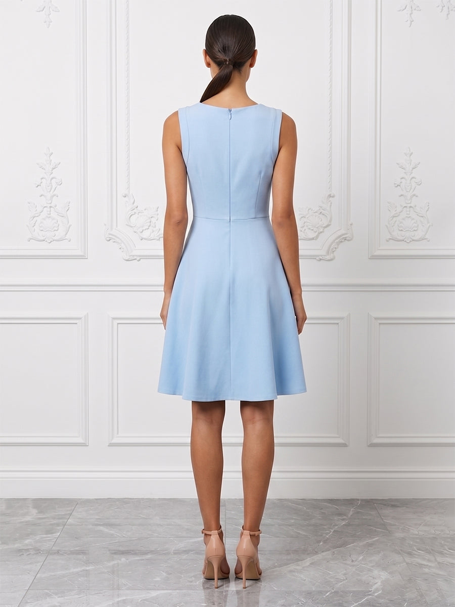 Stretch Jersey A-Line/Princess Scoop Neck Short Cocktail Dresses with Bow