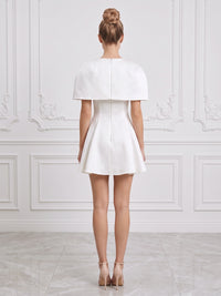 Satin A-Line/Princess Square Neck Short Cocktail Dresses with Pleats