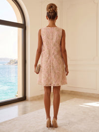Jacquard Shift Dresses Scoop Neck Short Cocktail Dresses for Women