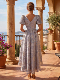 Jacquard A-Line/Princess V-Neck High-Low Cocktail Dresses with Pleats & Pockets