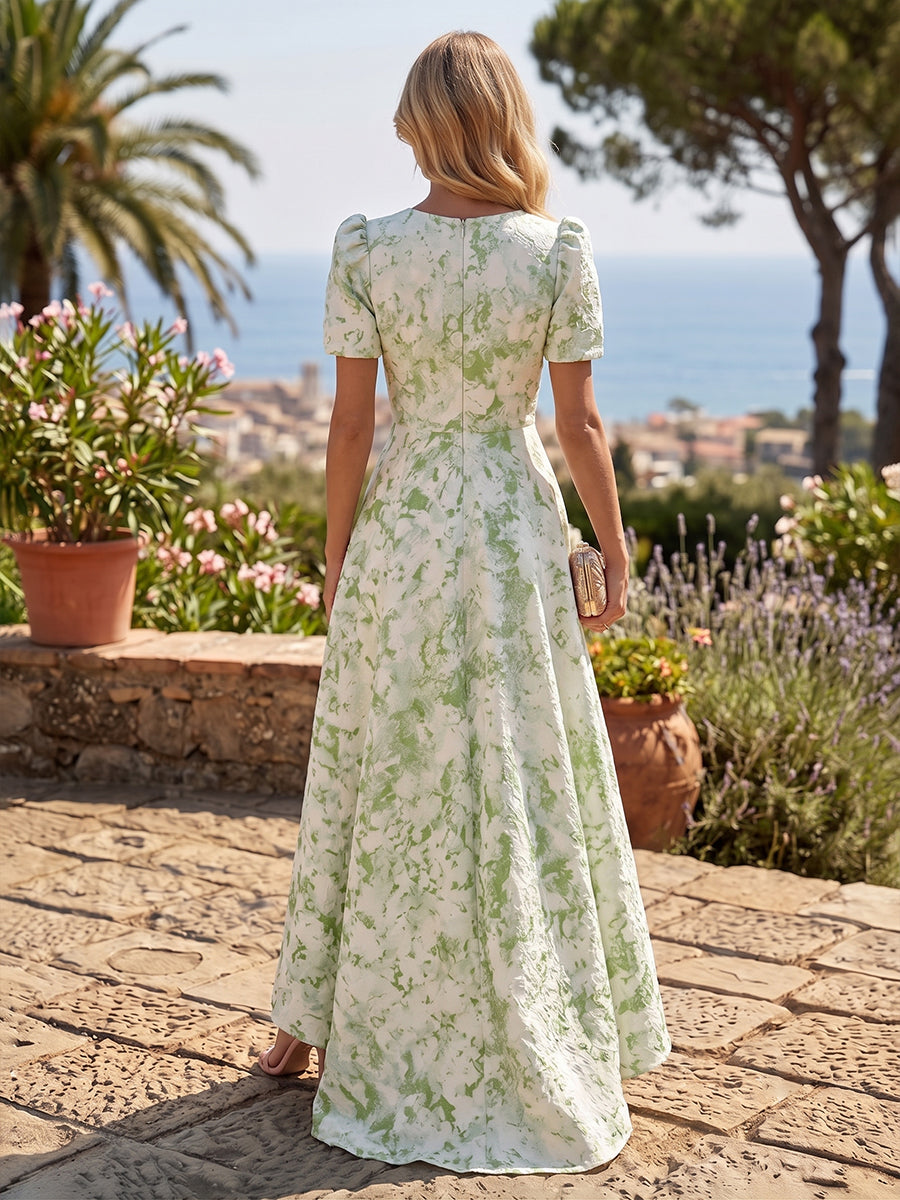 Jacquard A-Line/Princess Scoop Neck High-Low Cocktail Dresses with Pockets