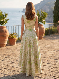 Jacquard A-Line/Princess Scoop Neck High-Low Cocktail Dresses with Pleats & Pockets