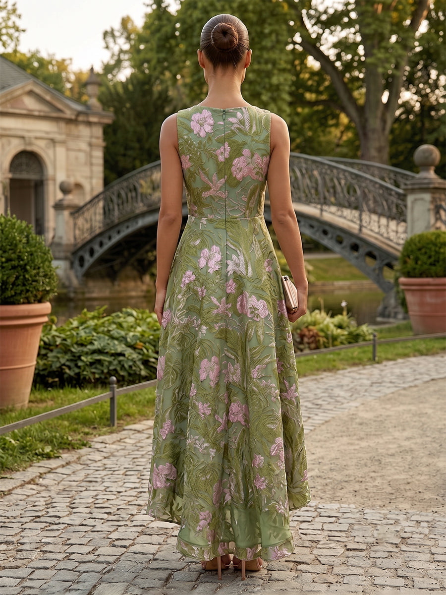 Jacquard A-Line/Princess Scoop Neck High-Low Cocktail Dresses for Women