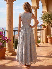 Jacquard A-Line/Princess Scoop Neck High-Low Cocktail Dresses with Pleats