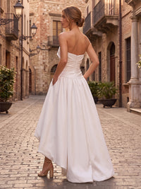 Satin A-Line/Princess Strapless High-Low Cocktail Dresses with Pleats & Pockets