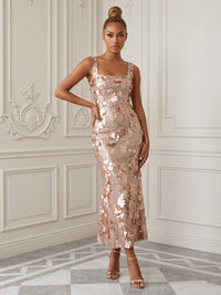 Sequin Mermaid/Trumpet Square Neck Tea-Length Cocktail Dresses for Women