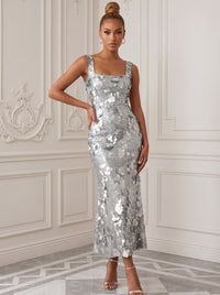 Sequin Mermaid/Trumpet Square Neck Tea-Length Cocktail Dresses for Women