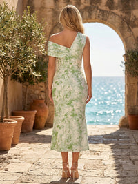 Jacquard Sheath/Column Off Shoulder Tea-Length Cocktail Dresses for Women