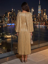 Metallic Satin A-Line/Princess V-Neck Tea-Length Cocktail Dresses with Pleats