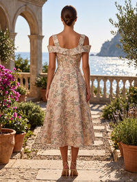 Jacquard A-Line/Princess Off Shoulder Tea-Length Cocktail Dresses for Women