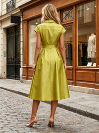 Satin A-Line/Princess V-Neck Tea-Length Cocktail Dresses with 3D Flowers & Belt