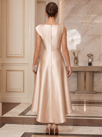 Satin A-Line/Princess Scoop Neck High-Low Cocktail Dresses with Ruched Bodice