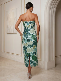 Sequin Floral Sheath/Column Strapless Tea-Length Cocktail Dresses for Women