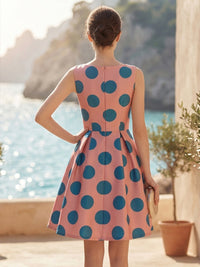 A-Line/Princess Scoop Neck Satin Short Cocktail Dresses with Chic Colorblock Detail