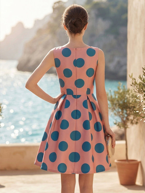 A-Line/Princess Scoop Neck Satin Short Cocktail Dresses with Chic Colorblock Detail