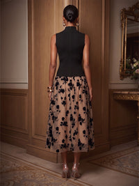A-Line/Princess High Neck Lace Tea-Length Cocktail Dresses with Pleats
