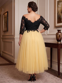 Plus Size A-Line/Princess Off Shoulder Tulle High-Low Cocktail Dresses with Lace Appliques & Pleats