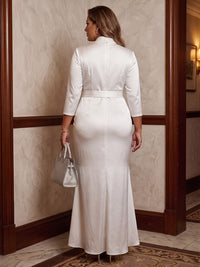 Plus Size Mermaid/Trumpet V-Neck Satin High-Low Cocktail Dresses for Women