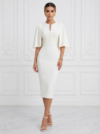 Sheath/Column Scoop Neck Stretch Jersey Tea-Length Cocktail Dresses with Pearls