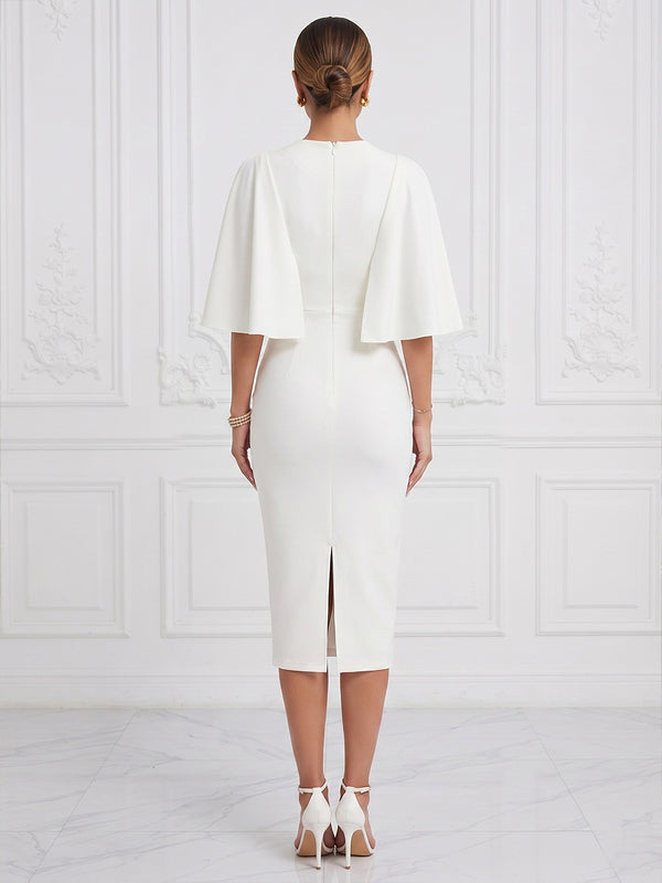 Sheath/Column Scoop Neck Stretch Jersey Tea-Length Cocktail Dresses with Pearls