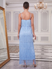 A-Line/Princess Spaghetti Straps Fringe Maxi Cocktail Dresses for Women