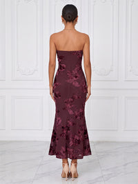 Mermaid/Trumpet Strapless Jacquard Tea-Length Cocktail Dresses for Women