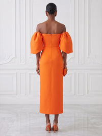 Sheath/Column Off Shoulder Satin Tea-Length Cocktail Dresses for Women