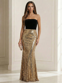 Strapless Mermaid Sleeveless Floor Length Mixed Evening Dresses