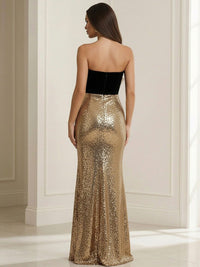 Strapless Mermaid Sleeveless Floor Length Mixed Evening Dresses