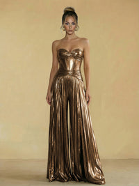 Jumpsuit Sweetheart Ruched Metallic Corset Pleated Evening Dresses