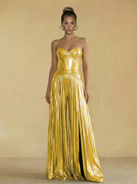 Jumpsuit Sweetheart Ruched Metallic Corset Pleated Evening Dresses