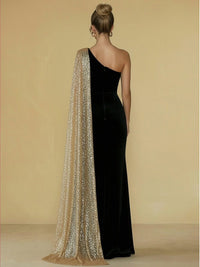Sheath One-Shoulder Sleeveless Long Elegant Evening Dresses with Split Side
