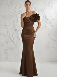 Mermaid Off Shoulder Flower Floor Length Simple Evening Dresses