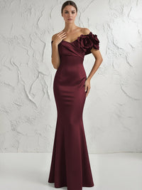 Mermaid Off Shoulder Flower Floor Length Simple Evening Dresses