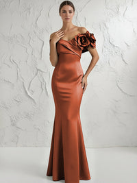 Mermaid Off Shoulder Flower Floor Length Simple Evening Dresses