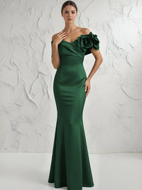 Mermaid Off Shoulder Flower Floor Length Simple Evening Dresses