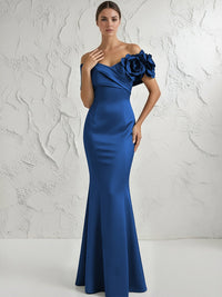 Mermaid Off Shoulder Flower Floor Length Simple Evening Dresses