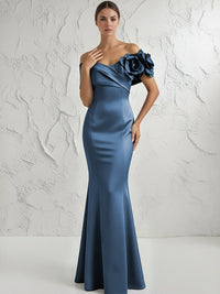 Mermaid Off Shoulder Flower Floor Length Simple Evening Dresses