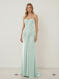 Sheath Sweetheart Corset Sequined Twist Floor Length Mixed Evening Dresses