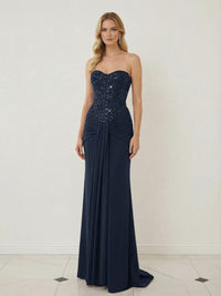 Sheath Sweetheart Corset Sequined Twist Floor Length Mixed Evening Dresses
