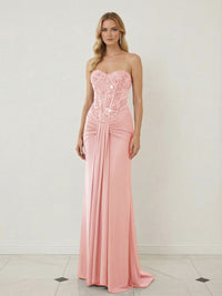 Sheath Sweetheart Corset Sequined Twist Floor Length Mixed Evening Dresses