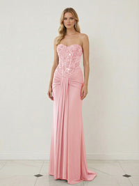 Sheath Sweetheart Corset Sequined Twist Floor Length Mixed Evening Dresses