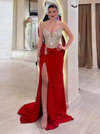 Strapless Sweetheart Sheath Floor-Length Evening Dresses with Sequin