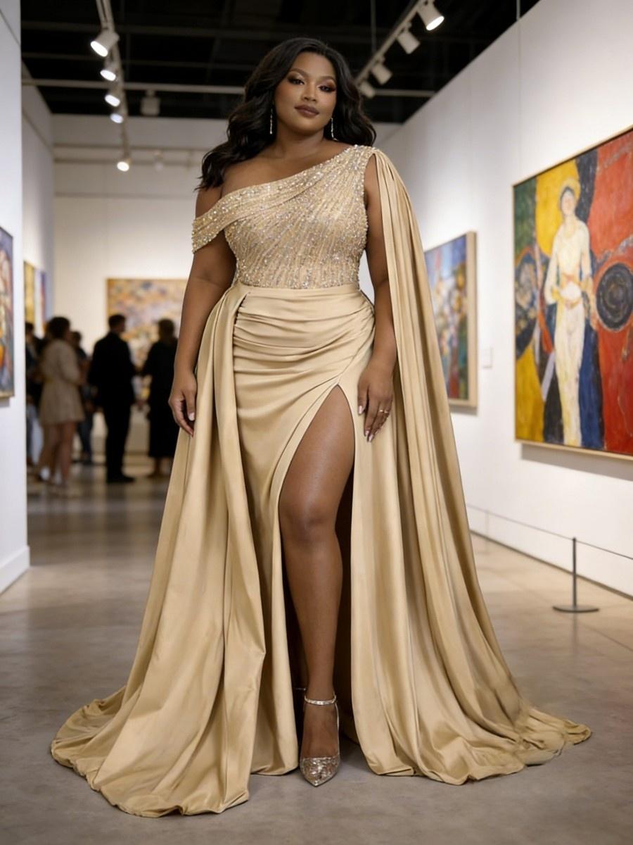 Satin Sheath Off-Shoulder Long Evening Dresses for Plus Size Women with Drape Ruched Prom Gown
