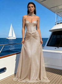 Sheath Strapless Sparkly Sequin Long Evening Dresses Sweetheart Gown with Scarf