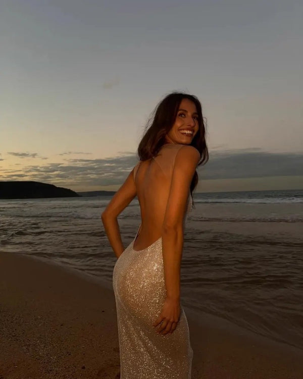 Mermaid Bodycon Illusion Strap Sparkly Sequin Floor-Length Evening Dresses