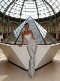 Mermaid Bodycon Illusion Strap Sparkly Sequin Floor-Length Evening Dresses
