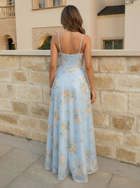 Sheath Spaghetti Straps Square Neck Tulle Sequin Floral Floor-Length Evening Dresses